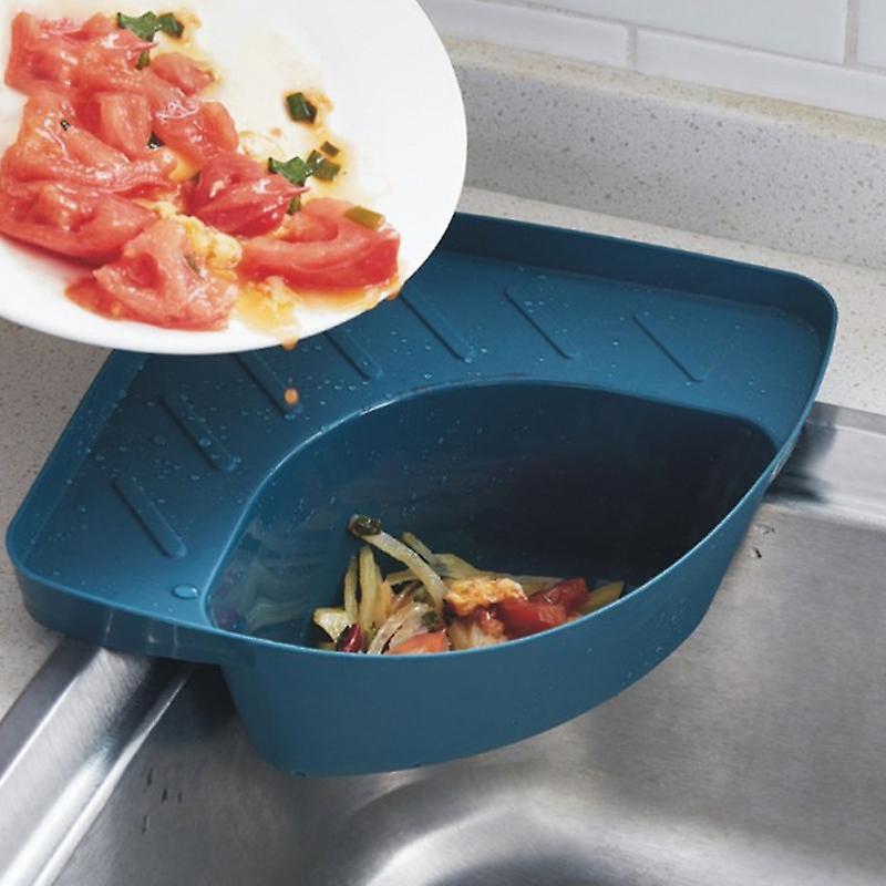 Kitchen Sink Triangular Waste Storage Holder Drain Shelf Corner Mounted Basket