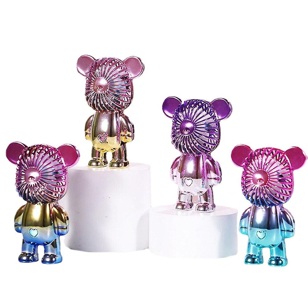 Cute Cartoon Bear Fan Usb Third Gear Rechargeable Quiet Pocket Fan Cooling Hand Portable Fan Home Of