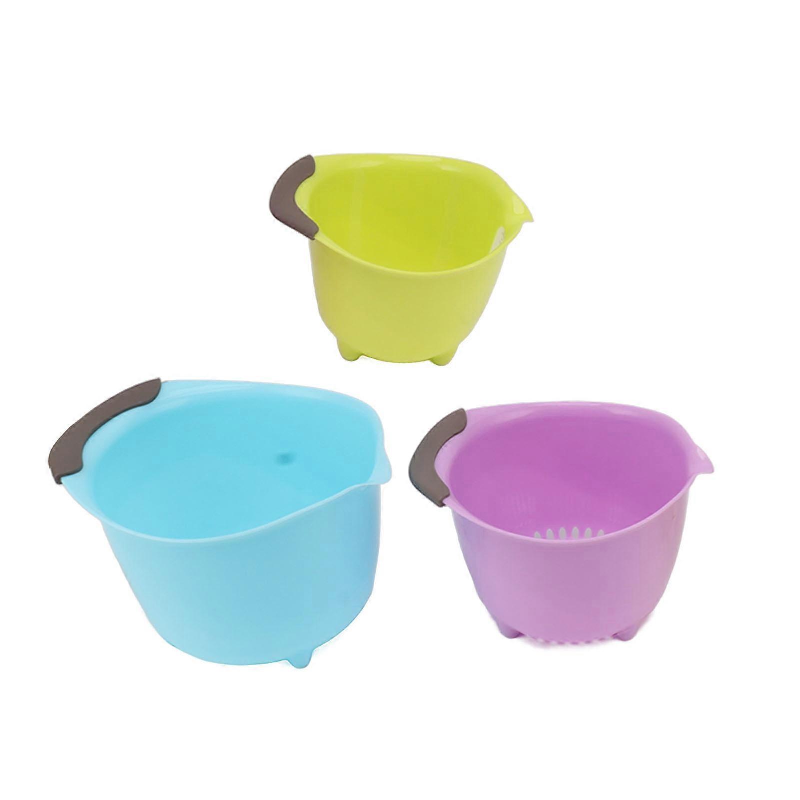 3pcs Stackable Drain Colander Set PP Fruit Vegetable Basket
