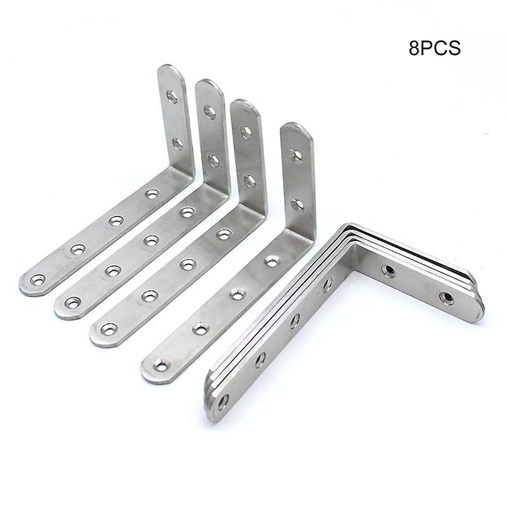 4/8 Pcs L Bracket Stainless Steel Solid Shelf Support Corner Brace Joint Right Angle Bracket