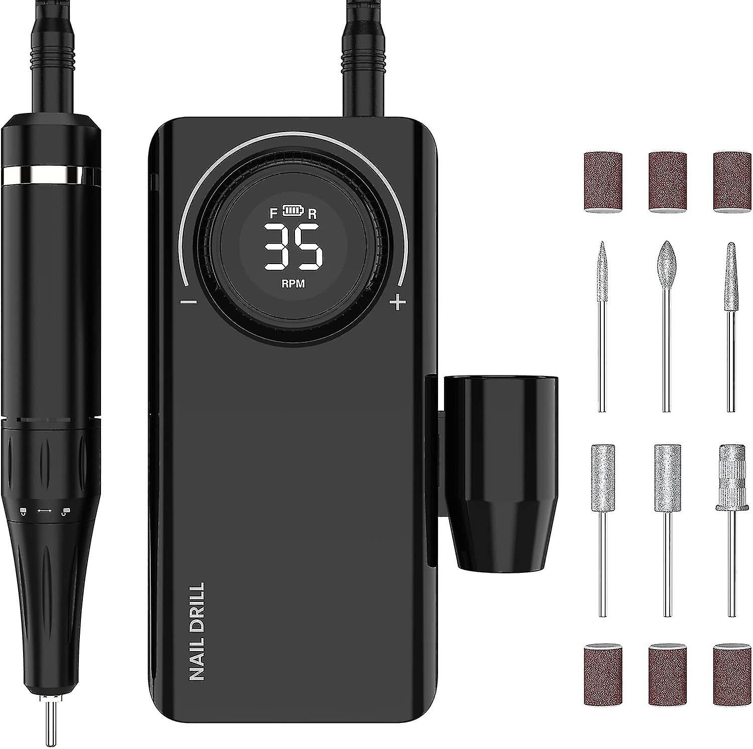 Professional Rechargeable Electric Nail Drill Machine 35000 Rpm With 6 Bits And Lcd Display Powerful