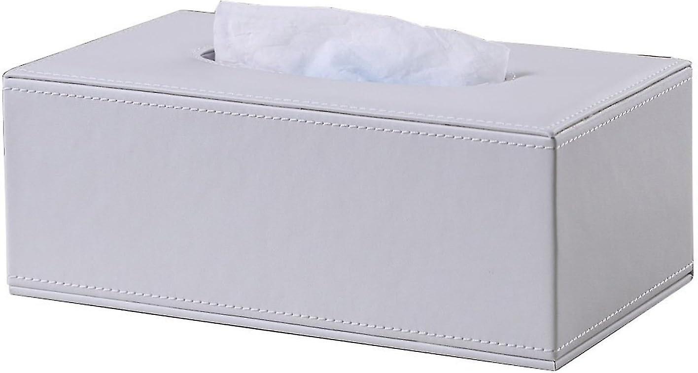 Leather Tissue Box Modern Pure White