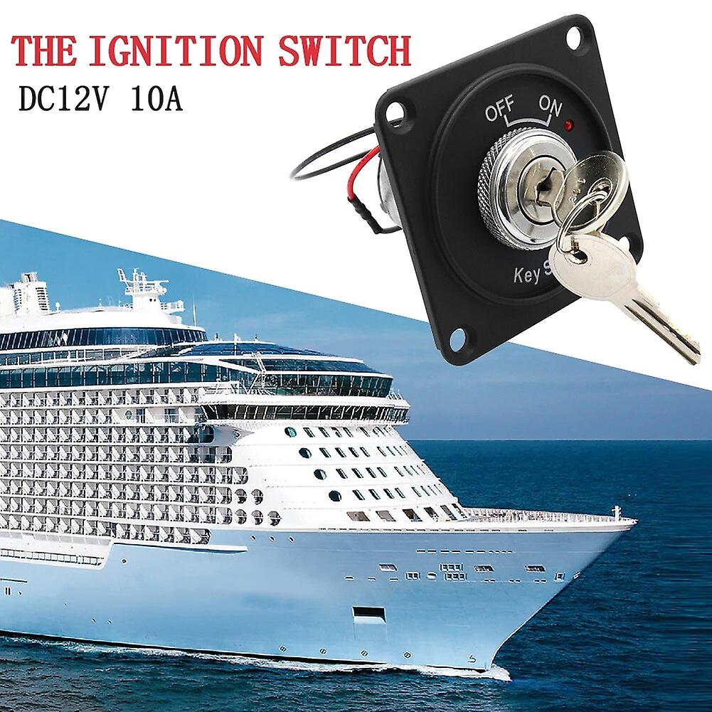 On/off Ignition Switch Dc 12v 10a Key Switch With Panel+2 Keys For Boat Marine