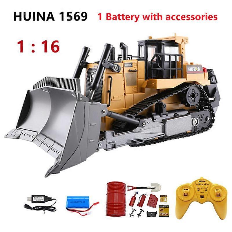 1569 1:16 8CH RC Bulldozer Remote Control Truck Hobby Engineering Vehicle Machine On Control Car Toys For Children Boys
