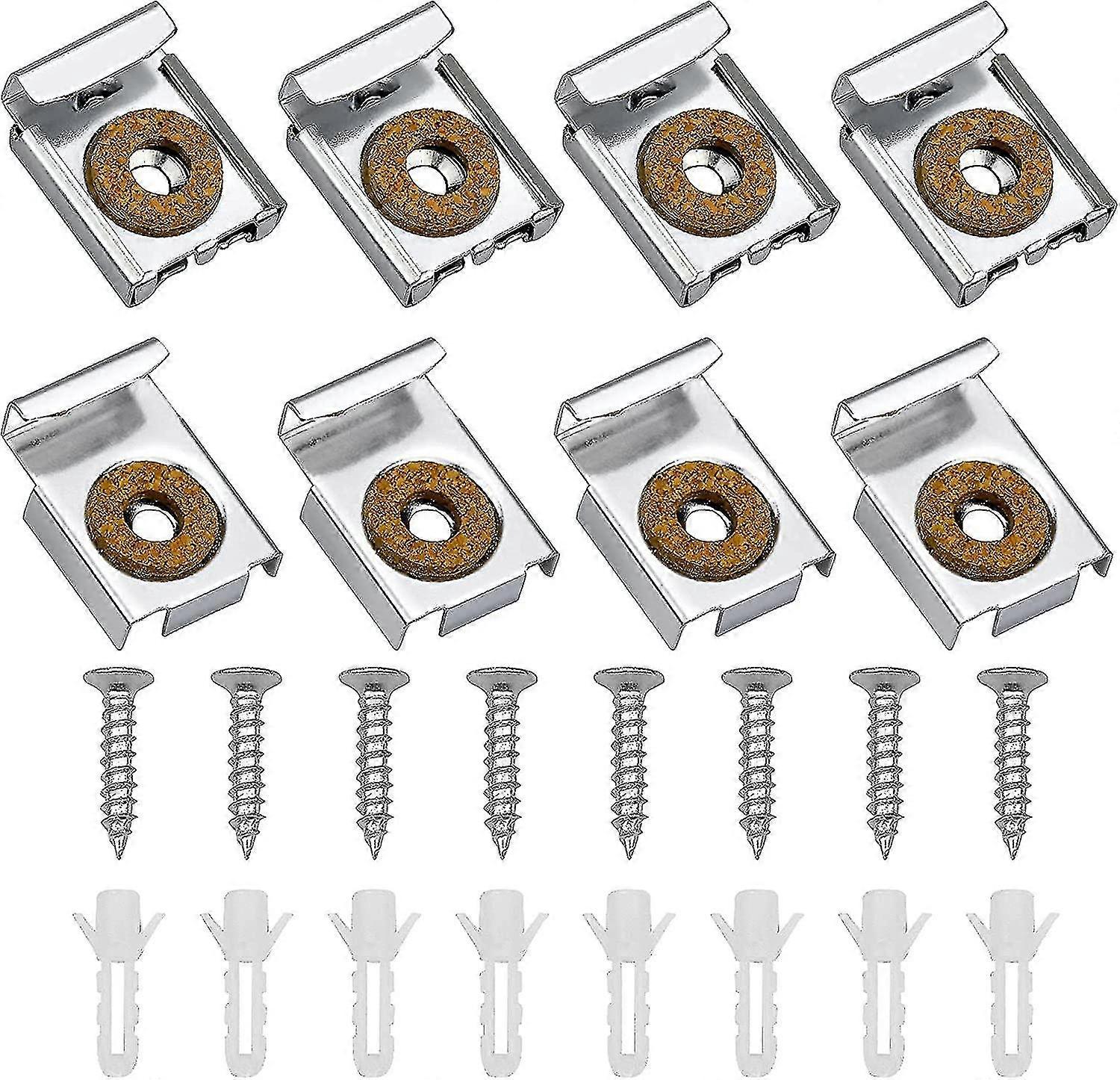 Mirror Fixings,2 Set Spring Loaded Mirror Hanger Clips Stainless Steel