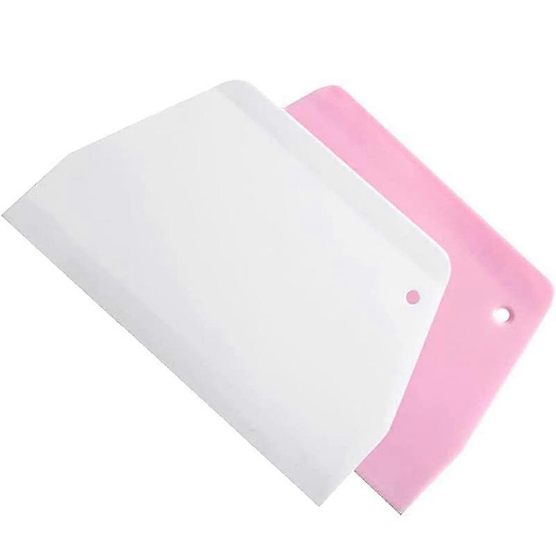 10 PCS Dough Scraper, Pizza Scraper, Cake Smoothing Tool, Plastic Dough Cutter, White, Pink