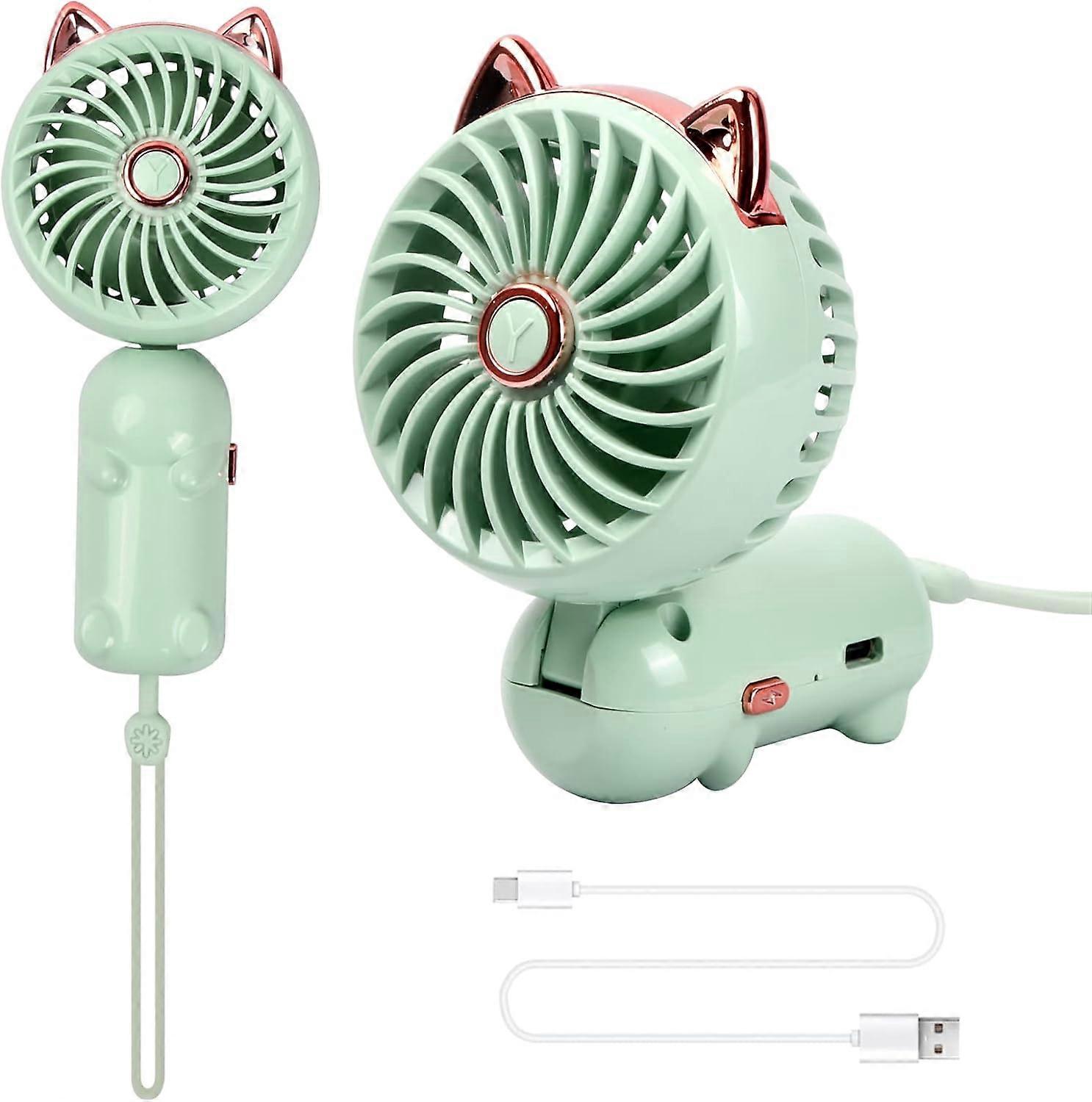 Handheld Fan, Mini USB Fan, Rechargeable Battery Portable Fan, 3 Speed, Small Handheld Personal Fan Foldable Desktop Fan