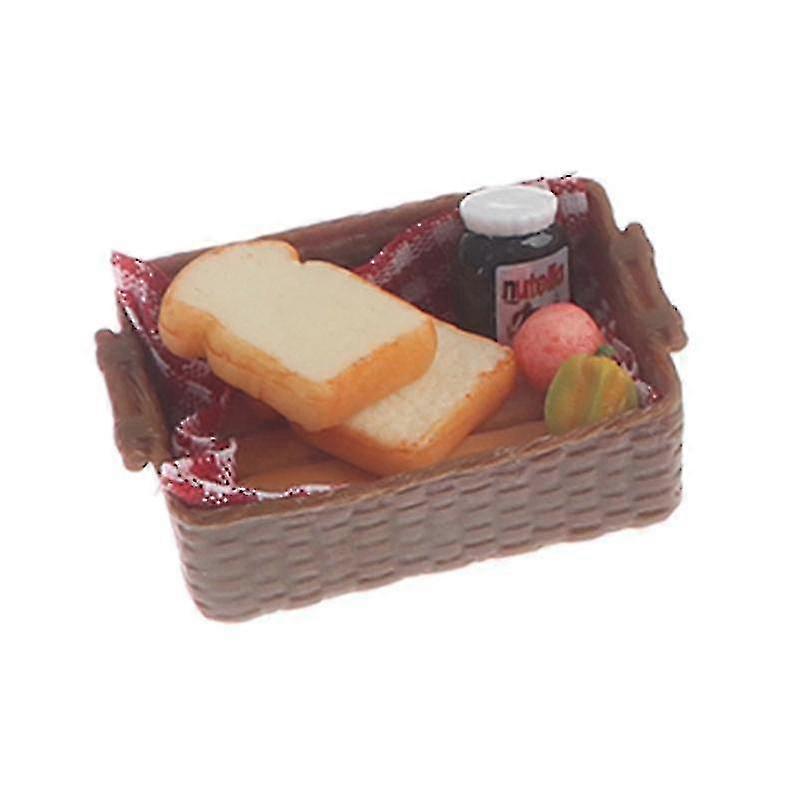 1/12 Maßstab Picknickkorb w / Baguettes Buttermesser Modell Puppenhaus Zubehör