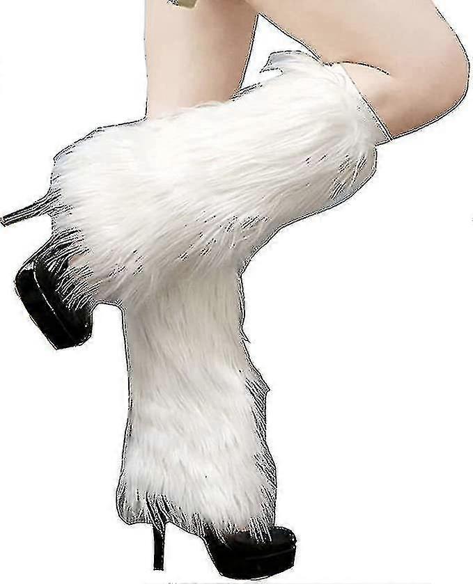 Tianrui Faux Fur Leg Warmer Plush Long Leg Boot Cuffs Cover