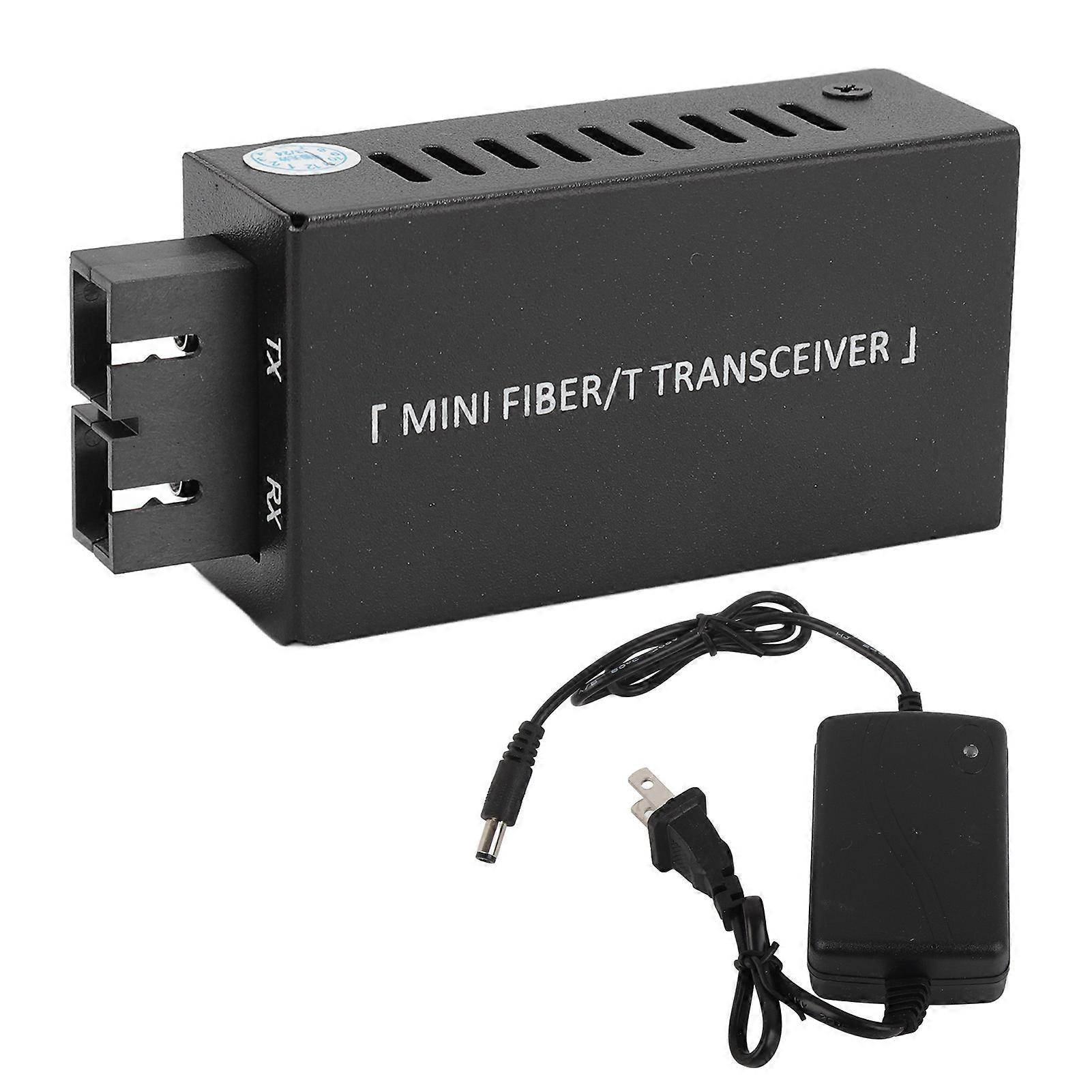 Fiber Optic Transceiver 2 Ports 10 100Mbps Self Adaptive Tx1310nm Ethernet Optical Switch for Network 100?240V US Plug