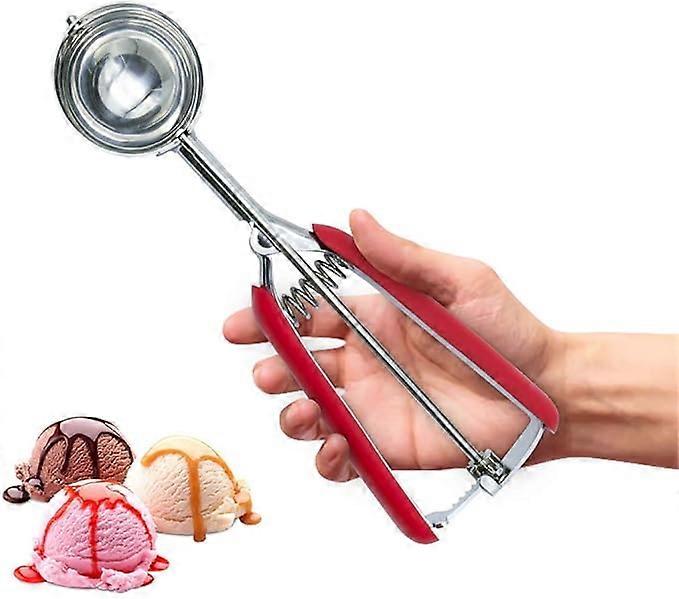 Ice Cream Scoop with Rubber Easy Trigger - Large (6cm), Melon Baller Scoop, 304 Stainless Steel Cookie Scoop, Durable and Easy to Use for Ice Cream, M