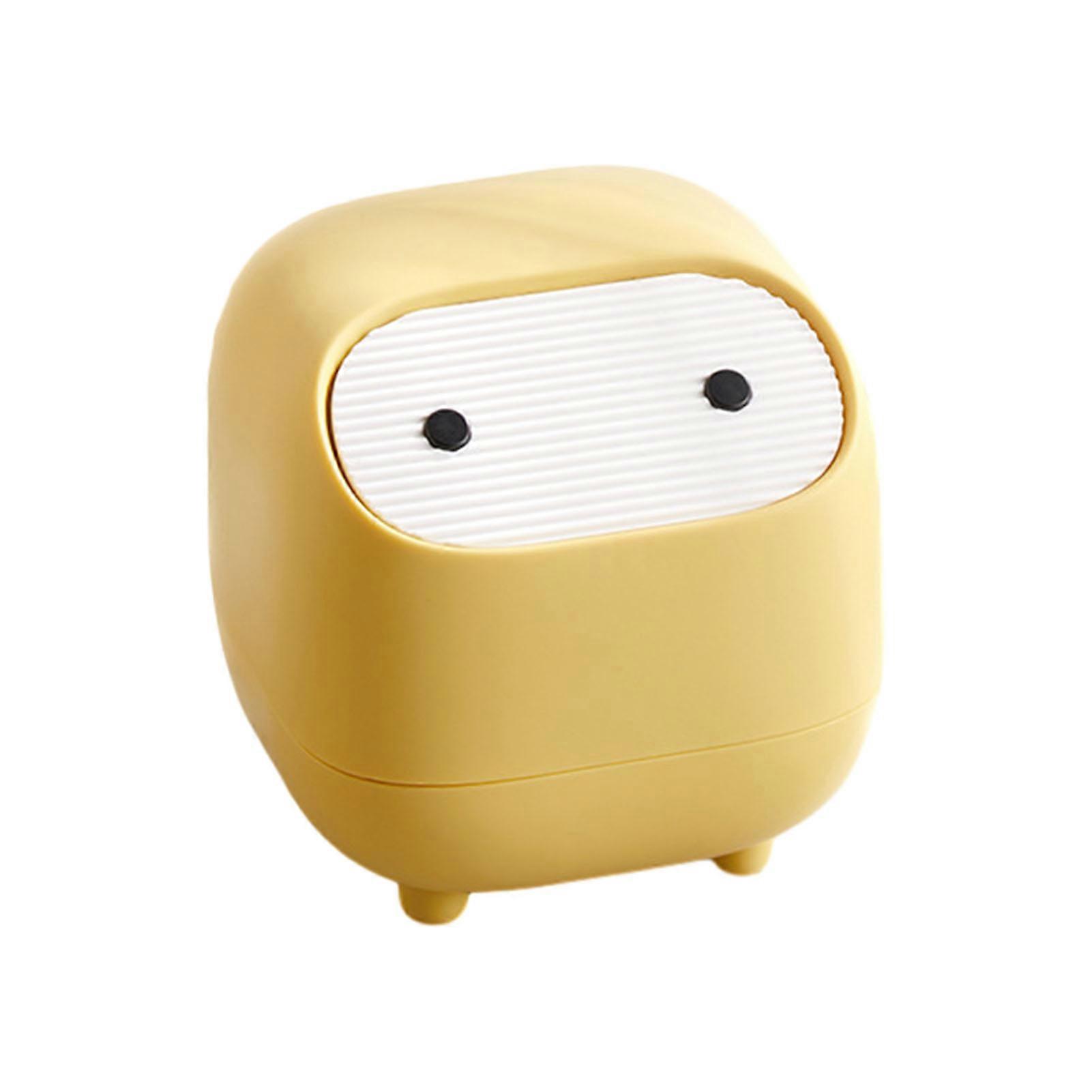 Desktop Trash Can Press Type Double Barrel Cartoon Shape Large Opening Mouth Large Capacity Prevent Odor With Lid Car Interior Office Garbage Can Wast