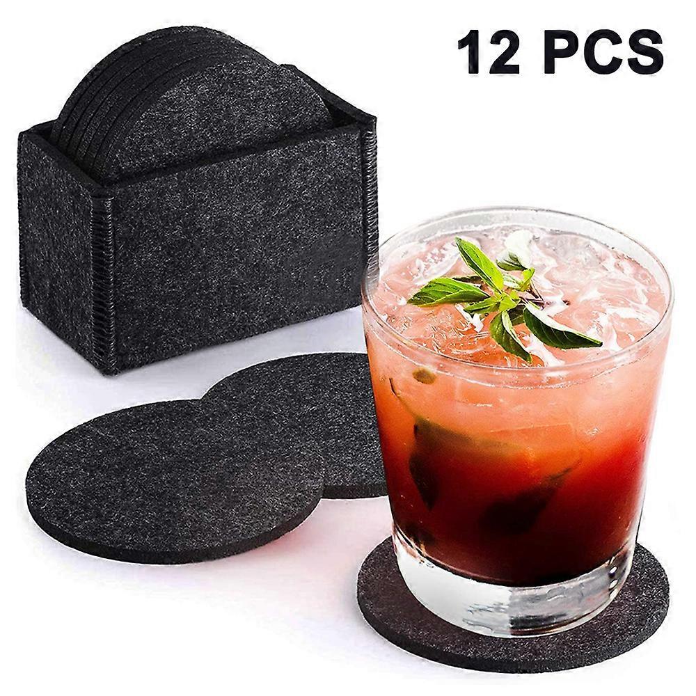 12Pcs Premium Felt Coasters - Stylish Drink Coasters for Table Protection