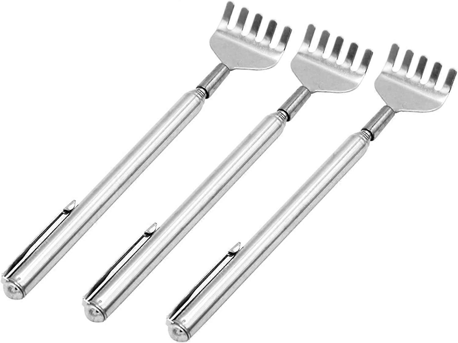 Telescopic scratch, stainless steel rear scratch, 3 back , extendable backscratcher telescope