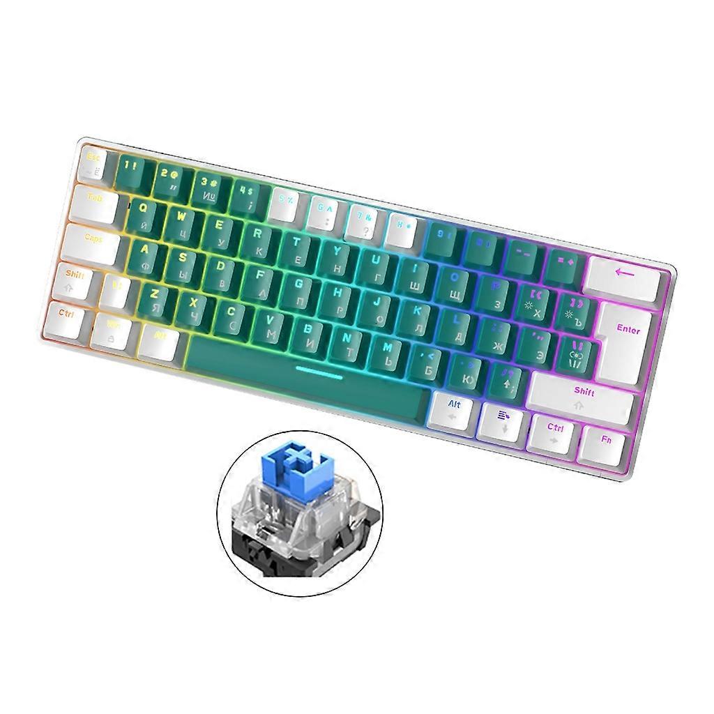 60% Wired Russian Gaming Keyboard, RGB Backlit Mini Keyboard 62 Keys for Gamer