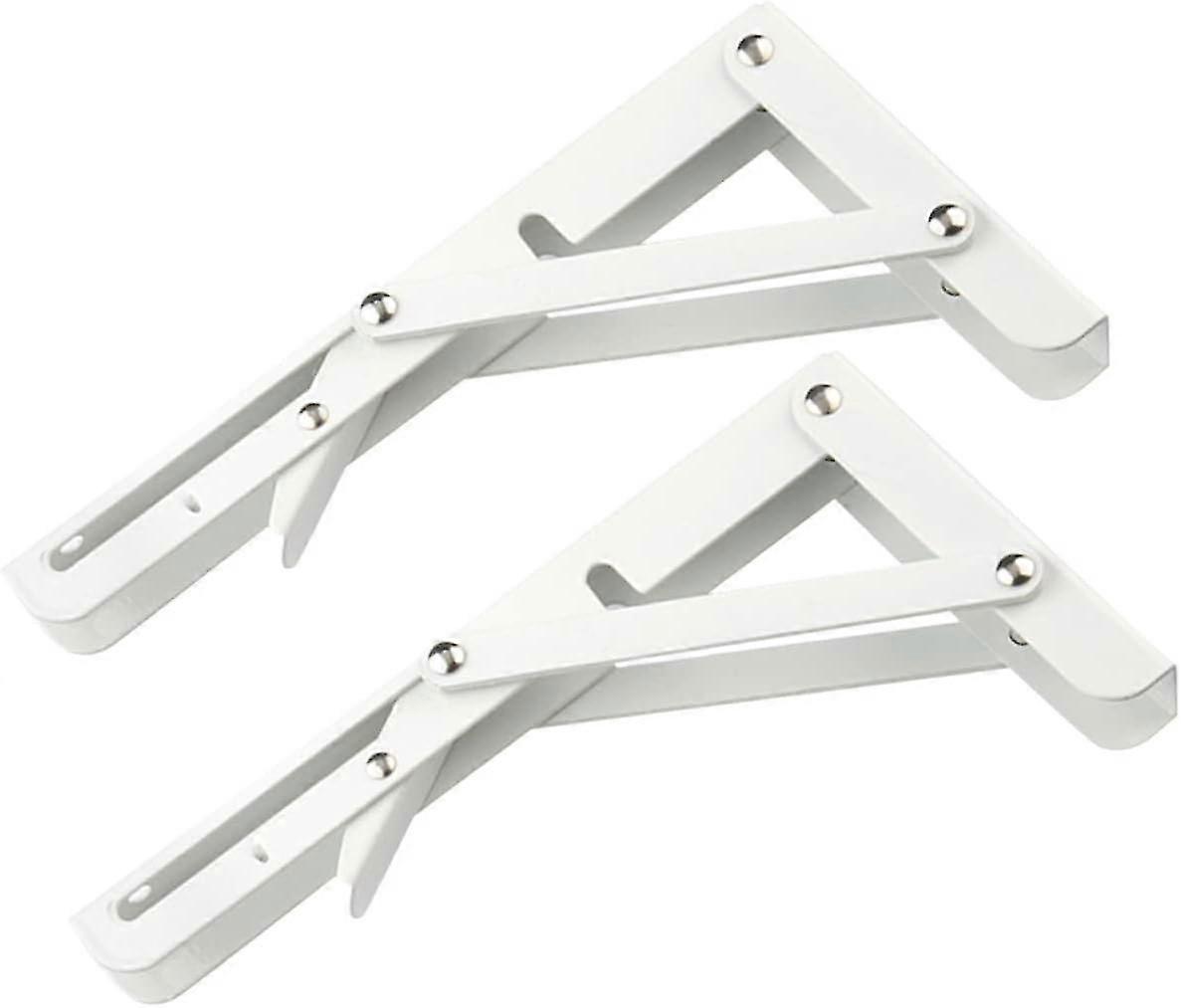 12 Pcs White Metal Triangular Wall Shelf Support Brackets - Wall Mounted Shelving Units, Table Bench Bracket, Corner Brackets Angle Support (foldable)