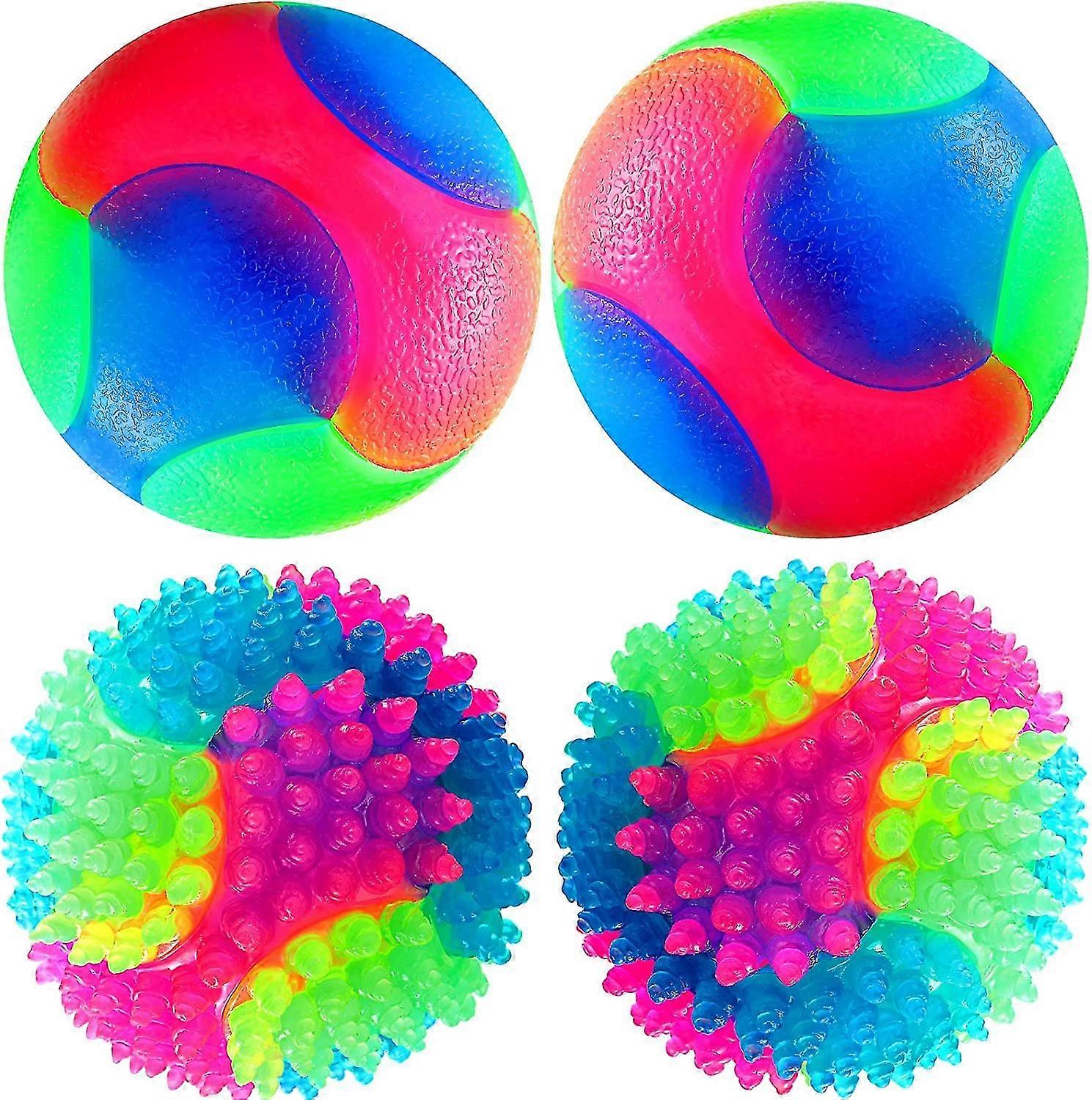 4-pack Glowing Dog Ball Glowing Bouncy Ball Led Flash Spike Pet Ball Grinder Ball Pet Light