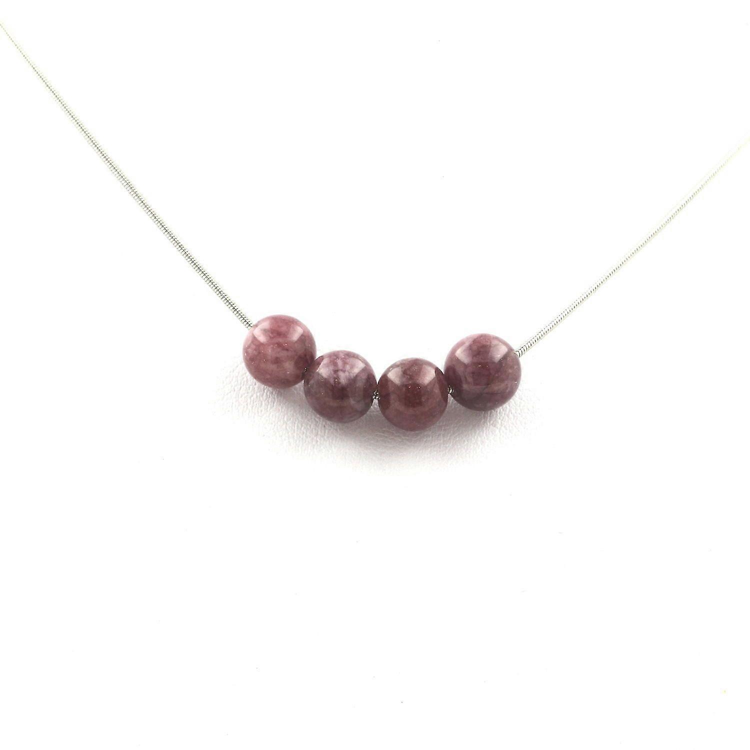 Necklace with 4 Lepidolite beads 8 mm