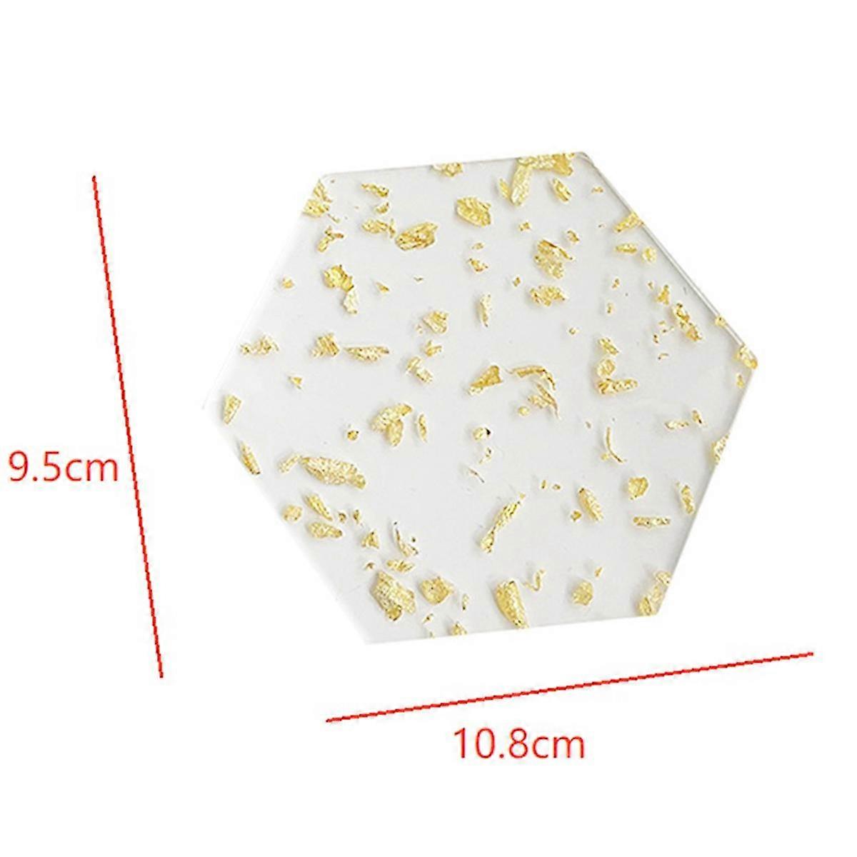 Gold Foil Acrylic Coasters Set of 6 for Drinks Nordic Style Tea Coaster Coffee Cup Insulation Pad f