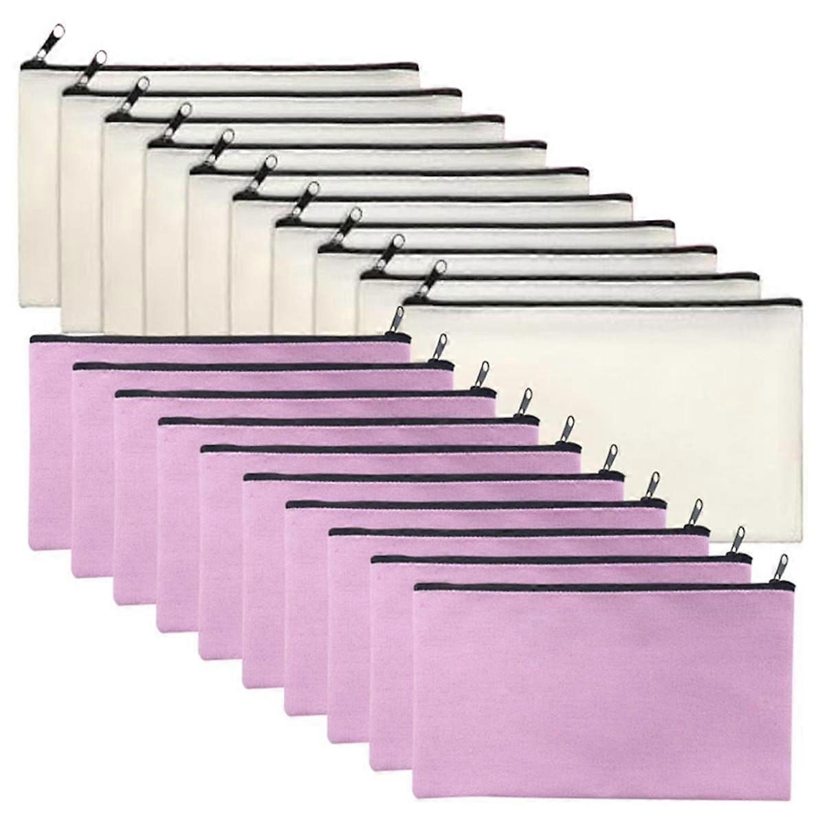 50pcsキャンバスジッパーポーチブランクDIYクラフトバッグキャンバスメイクアップバッグ多目的ポーチトイレタリートートB