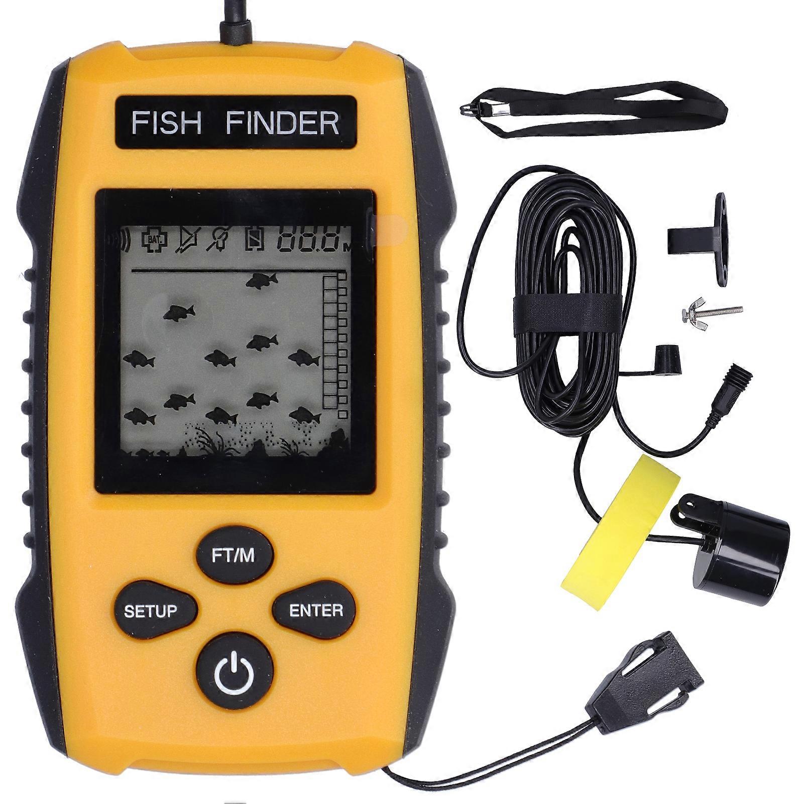 Fish Finder LCD LED Visual Echo Sounder Alarm Traductor de pescuit pentru activitate în aer liber
