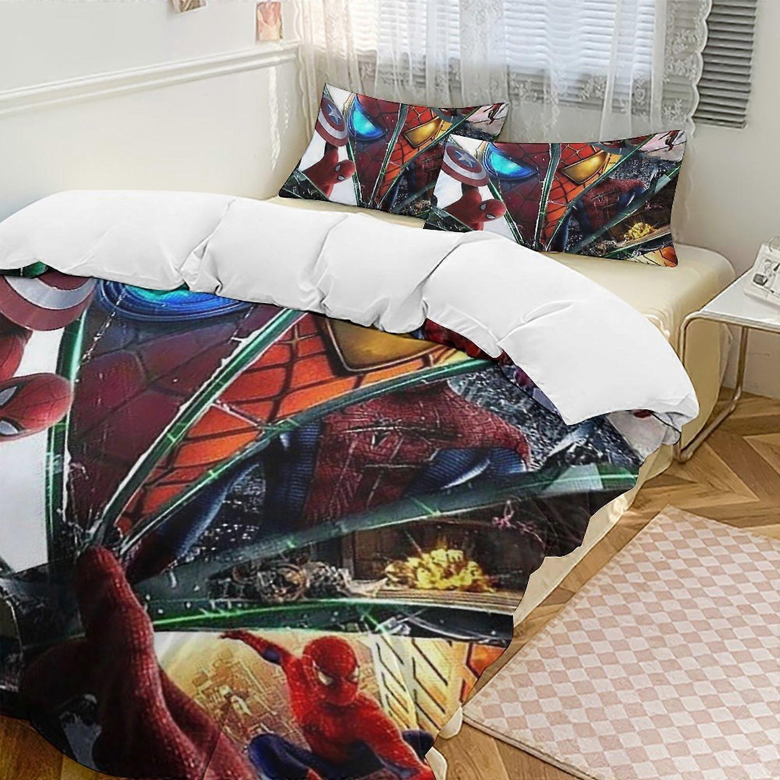 v103 Spider-Man Set letto gemello in 3 pezzi - Include 1 trapunta singola e 2 federe Biancheria da letto - Microfibra resistente allo sbiadimento - Spider io103