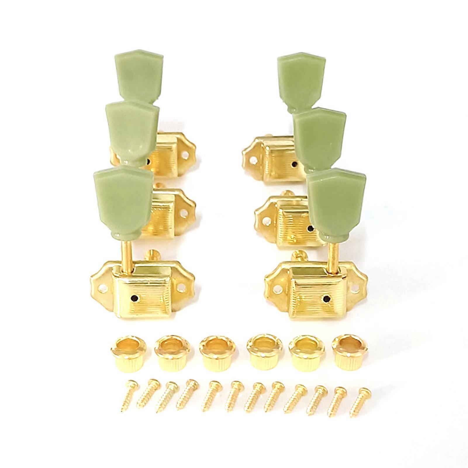 6pcs Open-Style Electric Guitar Tuning Keys Folk Guitar Tuning Pegs Vintage Tuners Guitar Machine Head 3L3R with Mounting Screws