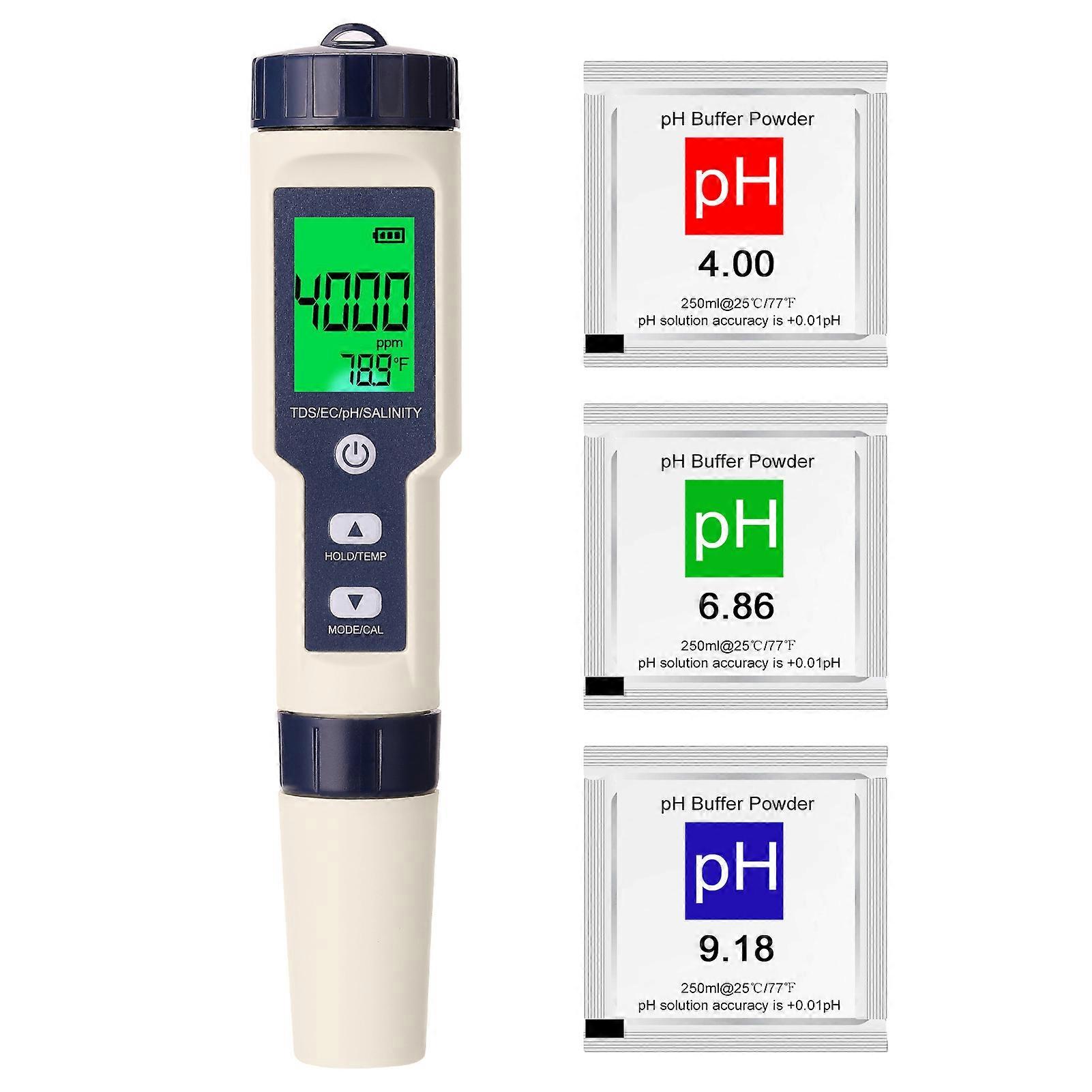 5 in 1 Professional Multi-parameter Combo Testing Meter PH/EC/TDS/Salinity/Thermometer Digital Multi-Function Tester Water Quality Tester