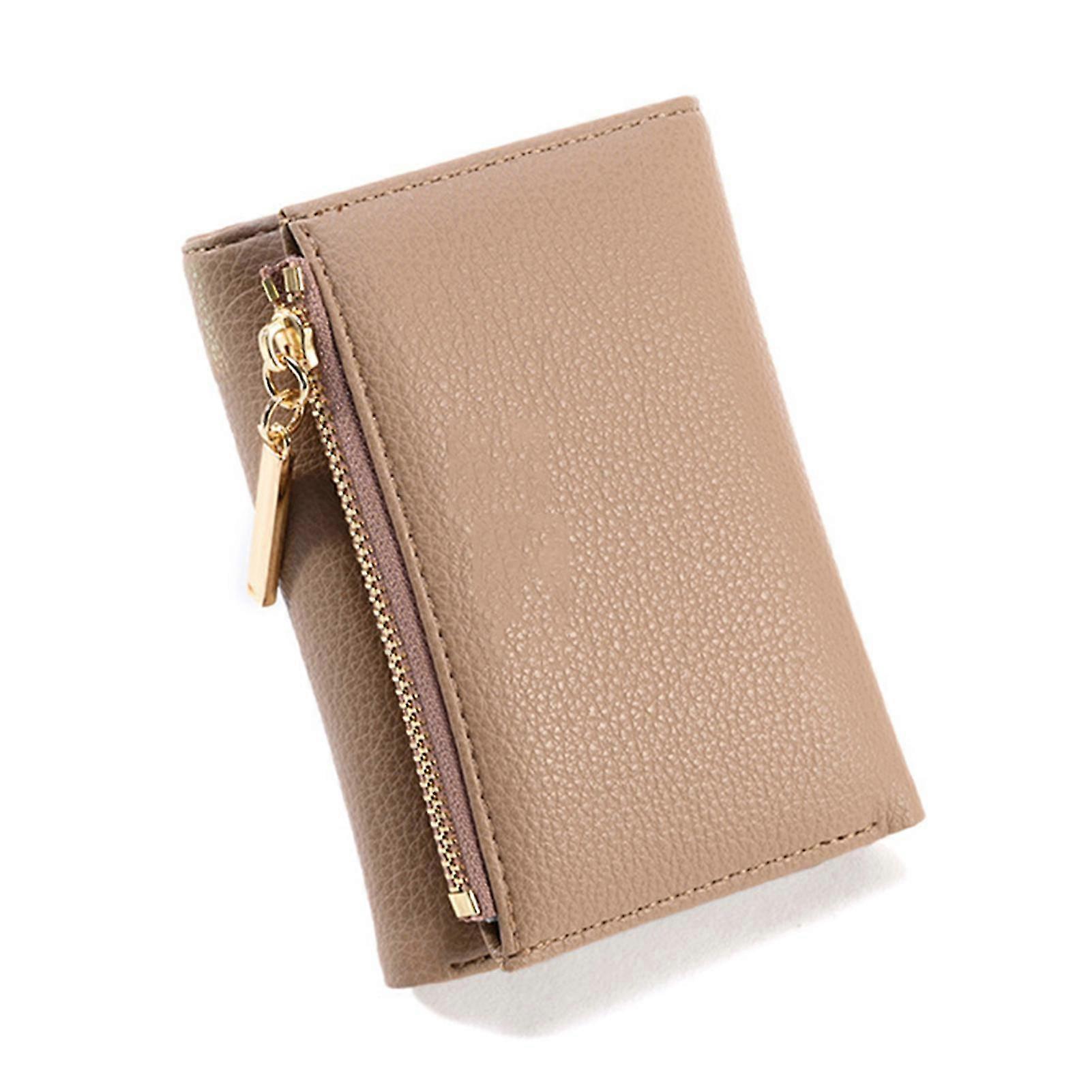 Students Short Solid Color Tri-fold Coin Purse Large Capacity Design For Outdoor