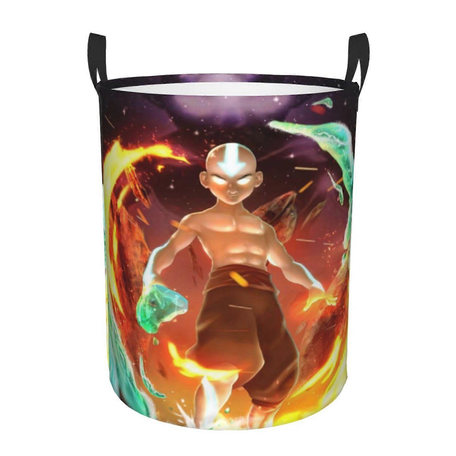 Avatar The Last Airbender 3d Graphic Flame Laundry Basket Fire Flame Clothes Hamper Storage With Handle-SYS28256