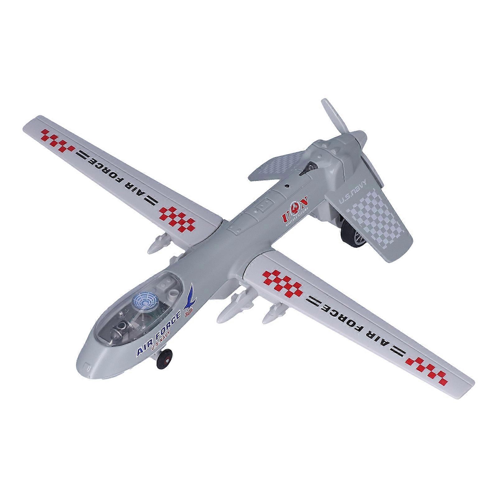 Aircraft Model Children Alloy Simulated Exquisite Plane Model Toy with Light Music Collection GiftGray