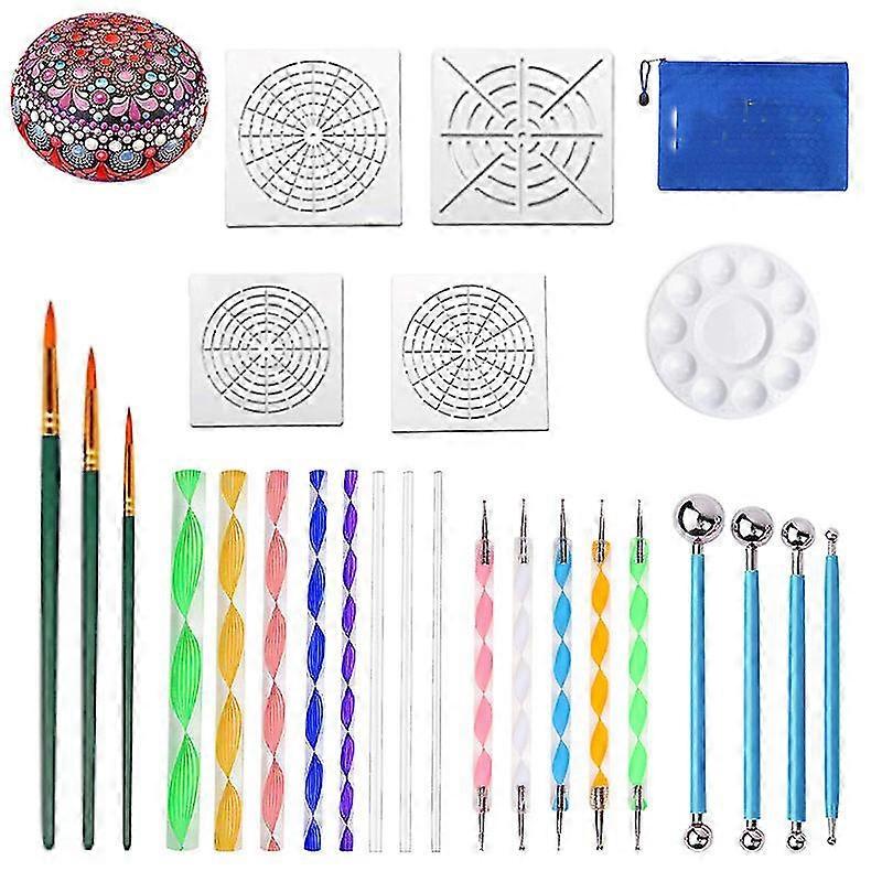 DIY Mandala Dotting Tools Set For Painting Rocks Dot Kit Rock Stone Painting Pen Polka Dot Art Tool Template CosmeticDIY Mandala Dotting Tools Set For