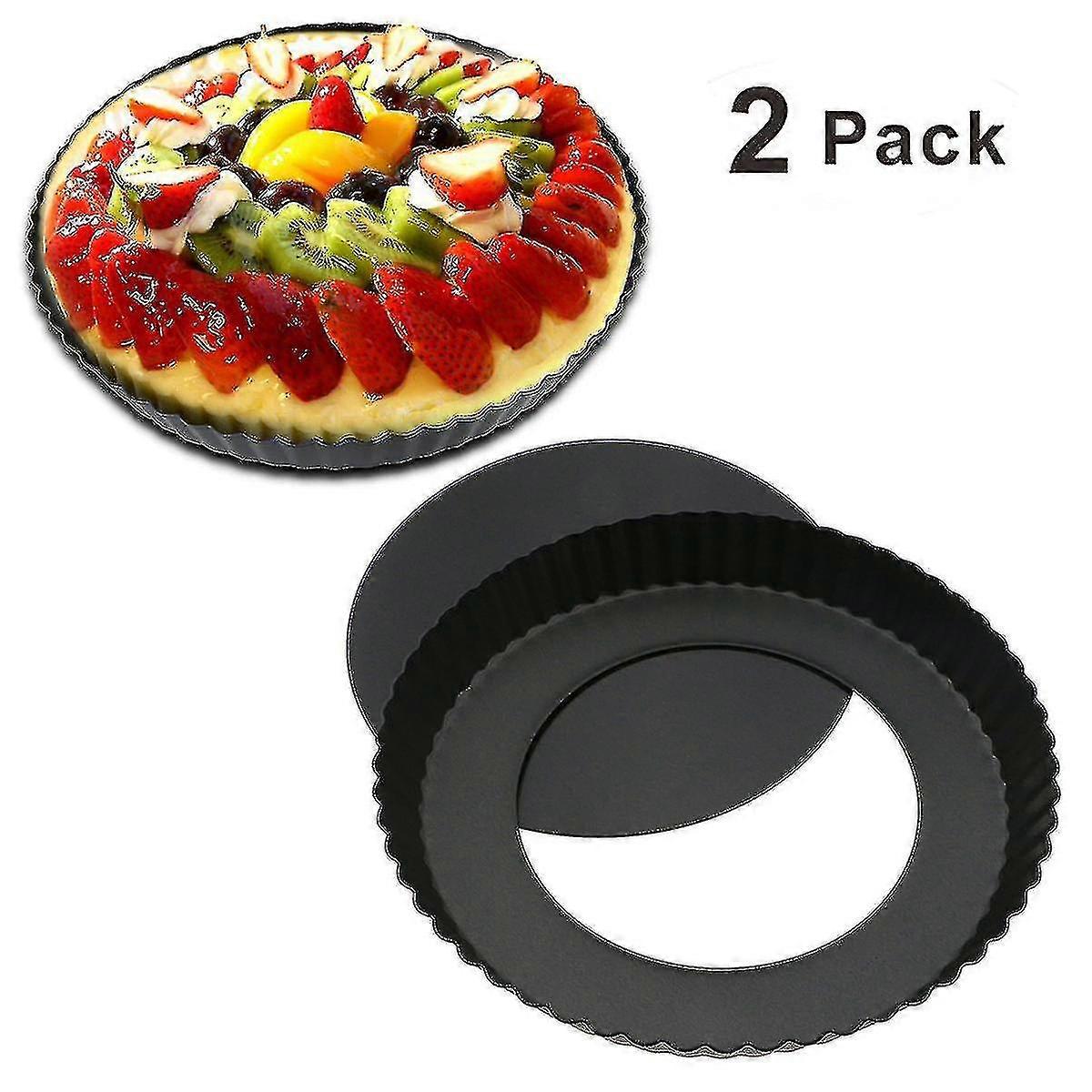 2pcs 8.8 Inches Non-stick Removable Loose Bottom Quiche Tart Pan