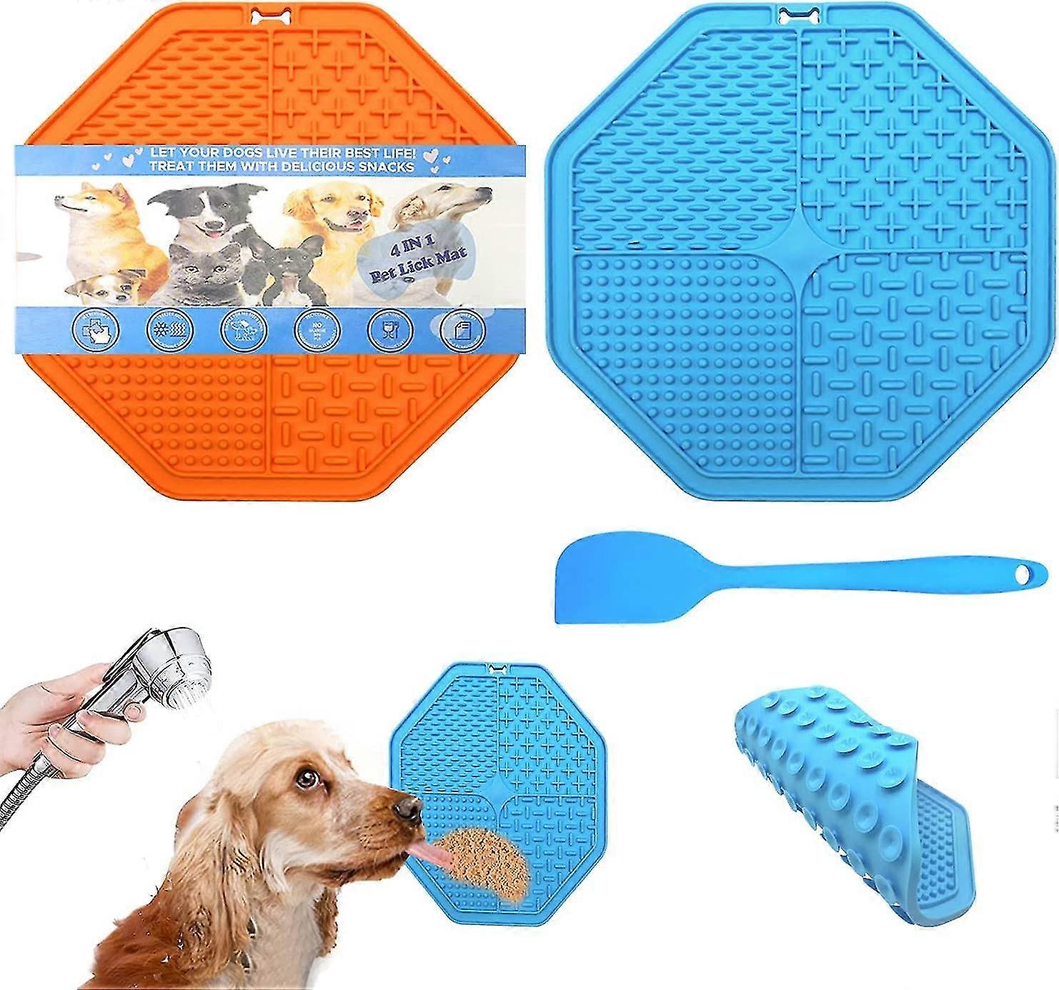 2 Pieces Dog Lick Mat, Dog Lick Mat, Dog Lick Mat, Dog Dispenser Slow Mat With Powerful Suction Cup And Spatula, For Bathing, Trimming And Training