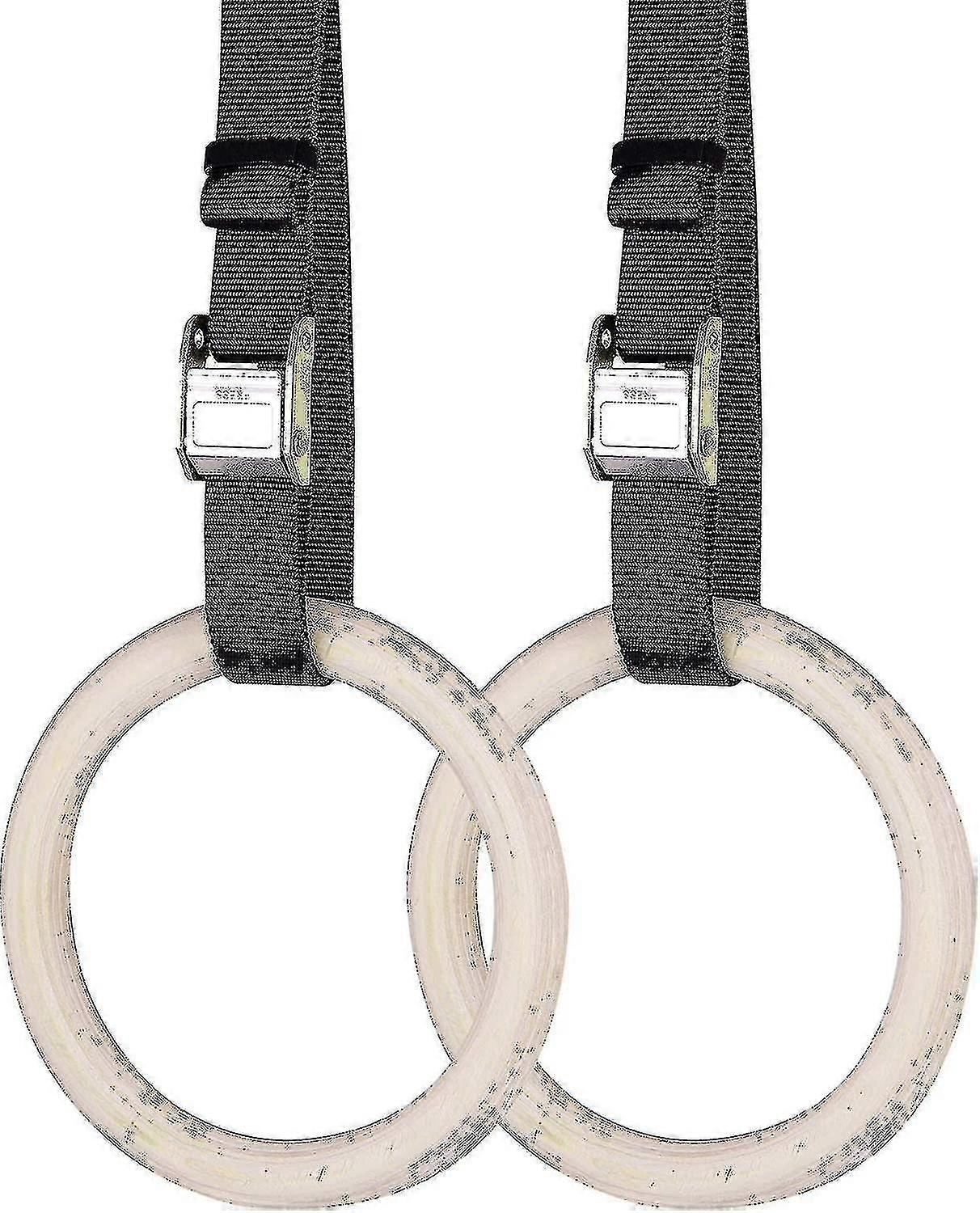 حلقات جمباز خشبية بما في ذلك أحزمة تعليق - مجموعة بطول 2-6 أمتار - حلقات جمباز قابلة للتعديل