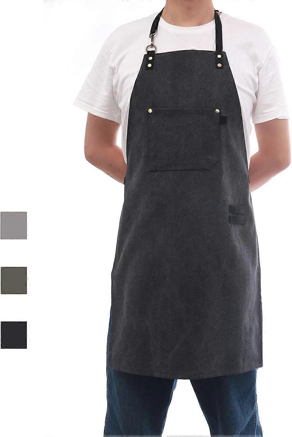 No-Tie Canvas Apron Heavy-Duty 16OZ Work Apron With Front Pocket Extra Long Straps Adjustable MXXL