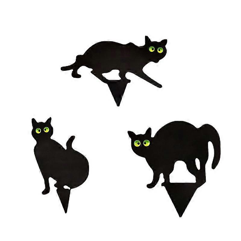 Cat Figure Ground Insert Decor Set 3 Pcs 2d Lifelike Kitten With Reflective Eyes
