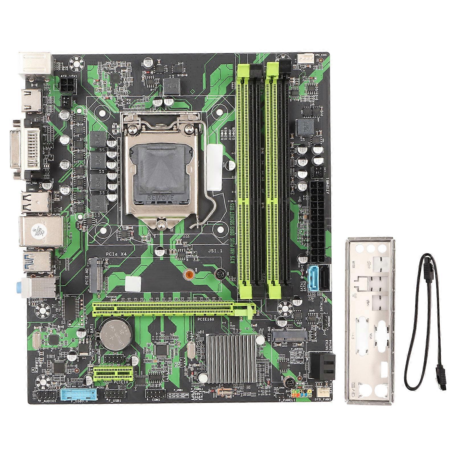 Moderkort för skrivbord B75 HM LGA 1155-kortplats 4 DDR3 6 Gbps SATA M.2 NVME PCIe X16 VGA HD-utgång ATX-moderkort för gruvdrift