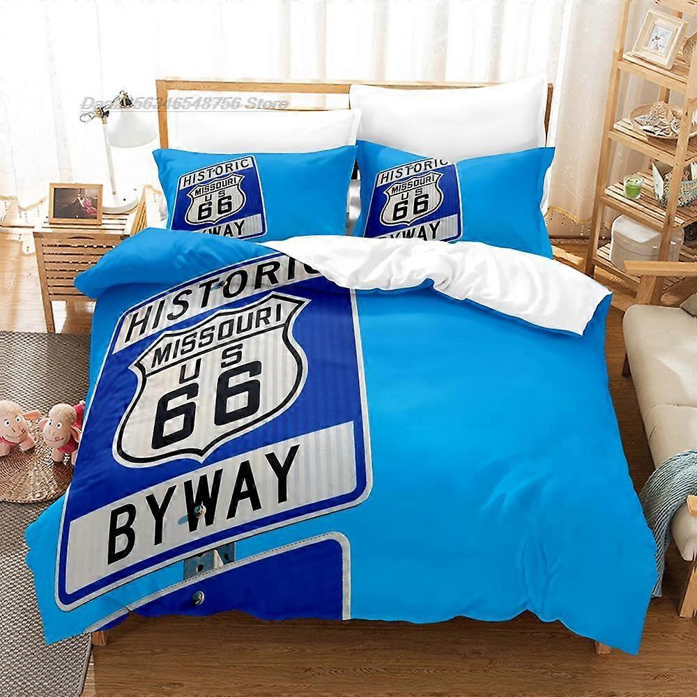 y77 Prześcieradła Route 66 Zestaw pościeli Pojedynczy Twin Full Queen King Size Zestaw pościeli Aldult Zestawy poszewek do sypialni dziecięcej Zestaw prześcieradeł z nadrukiem 3D Prześcieradła vvb