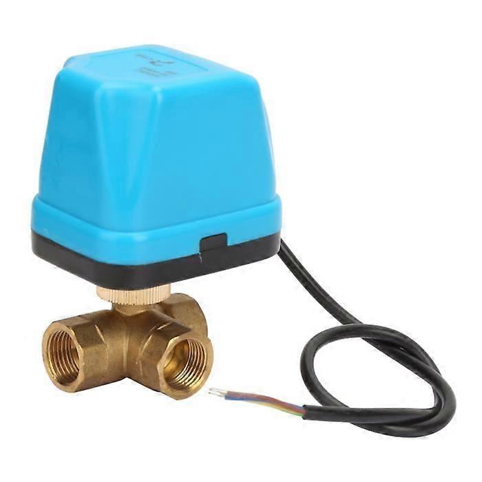 Messingkuleventil 3-veis motorisert messingkuleventil AC220V blå skallventil