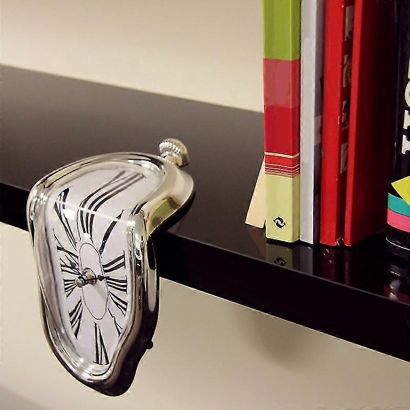 Orologio Da Parete Surrealista Stile Salvador Dalì – Modello Melting Distorted Con Numeri Romani, 41×26,5 Cm In Acrilico, Movimento Al Quarzo Silenzioso