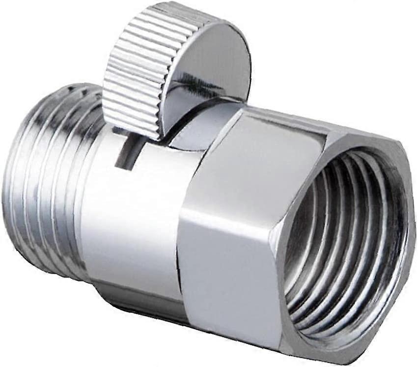 Shower Head Flow Control Valve Shut-Off Switch Flow Restrictor Connector Brass 0.5inch Universal Replacement Bathroom Fixtures (silver) (1pc)