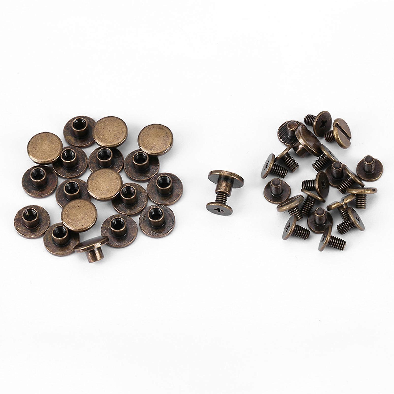 20pcs Flat Head Copper Brass Screws Nuts Nails Rivets Leather Cap Accessory