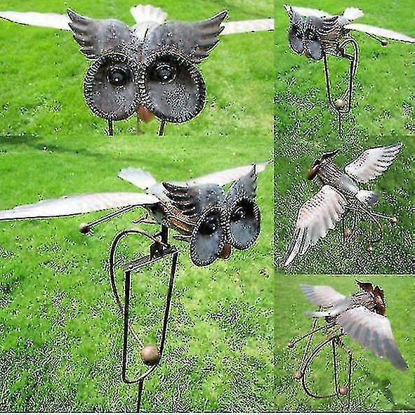 Gufo mulino a vento giardino cortile decorazione metallo ferro battuto ornamenti