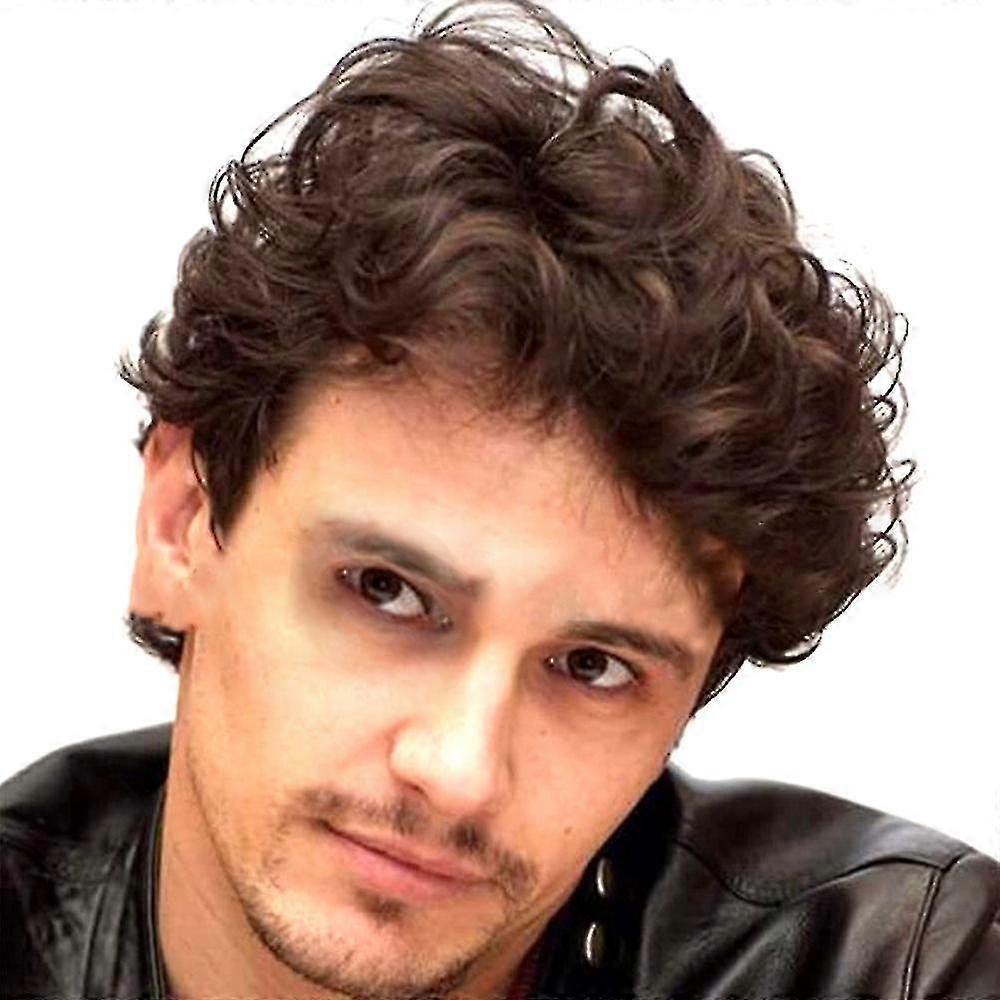 Män Fluffy Curly Wavy Natural Full Wigs Syntetiskt hårmode