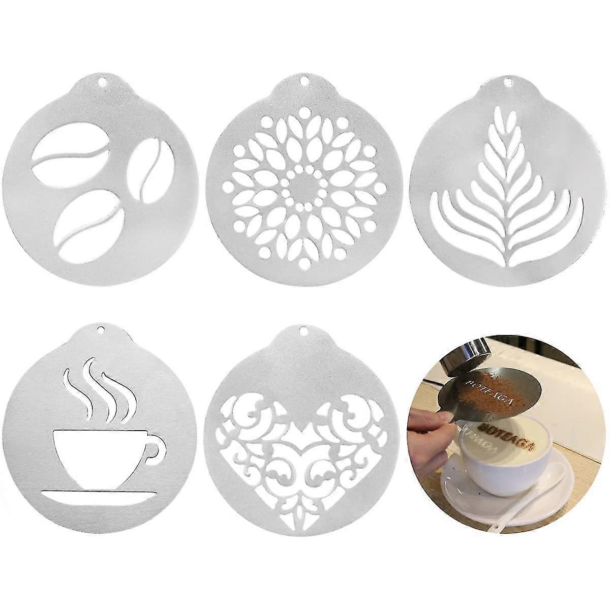 5-pack Stainless Steel Coffee Decoration Stencils