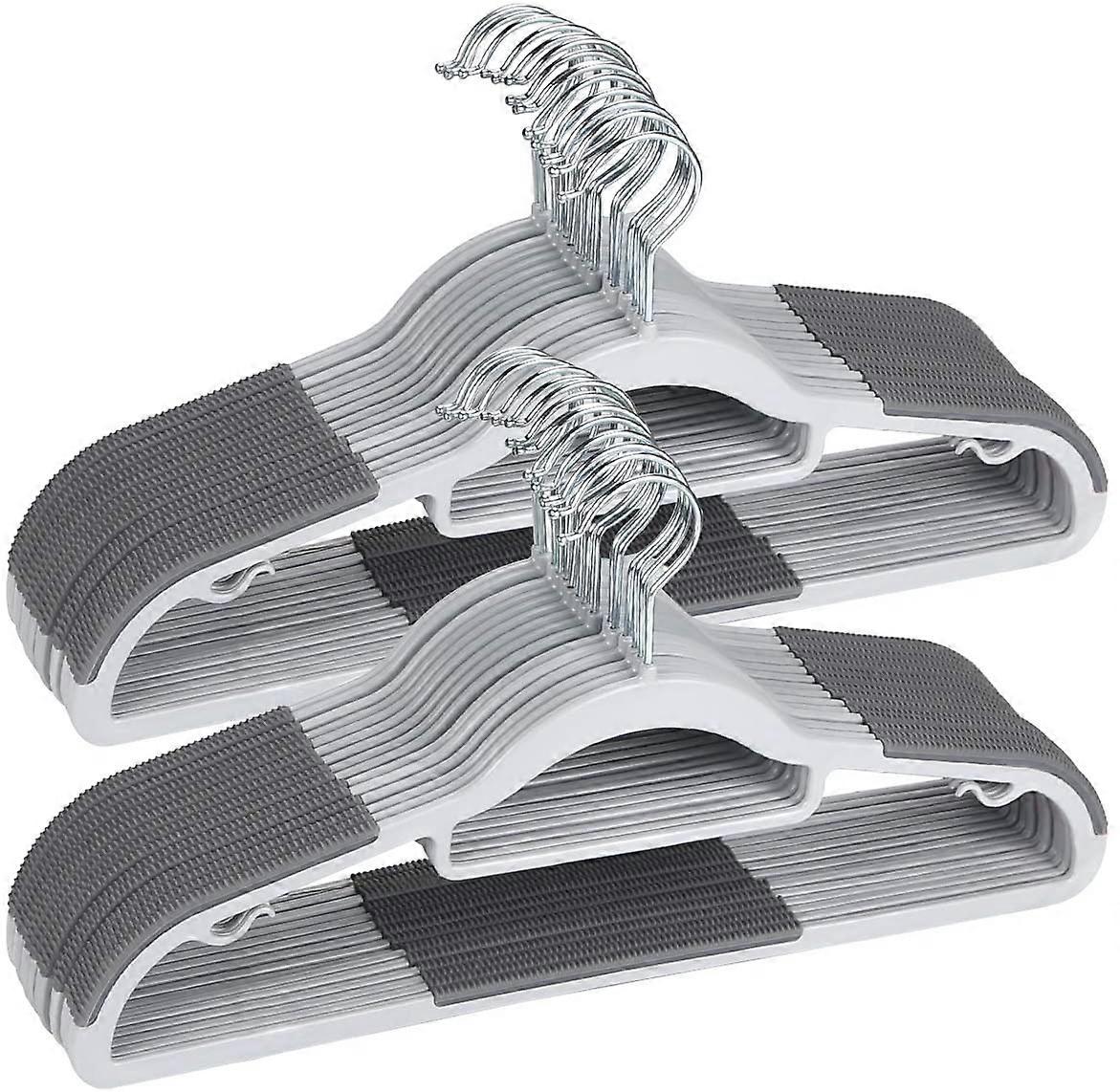 Plastic Hangers 50 Pack Heavy Duty Dry Wet Clothes Hangers with Non-Slip Pads Space Saving 0.2" Thickness Super Lightweight Organizer