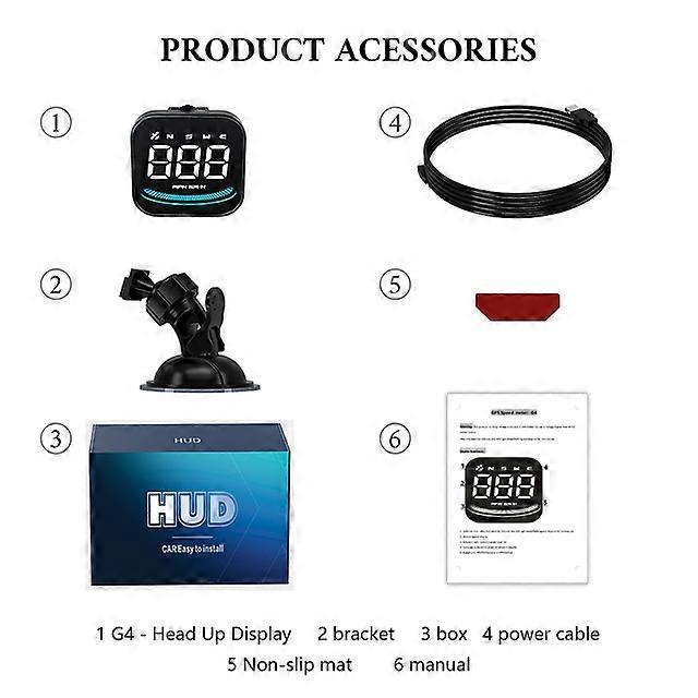 HUD G4 Simple Picture GPS Speedometer Head-Up Display Auto Speed Alarm HUD Smart Digital On-board Computer for Car