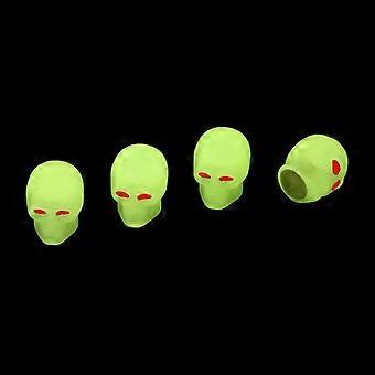 4x Car Skull Anti-ruggine Moto Luminoso Ruote Bici Pneumatici per Valvola Stem Cap C