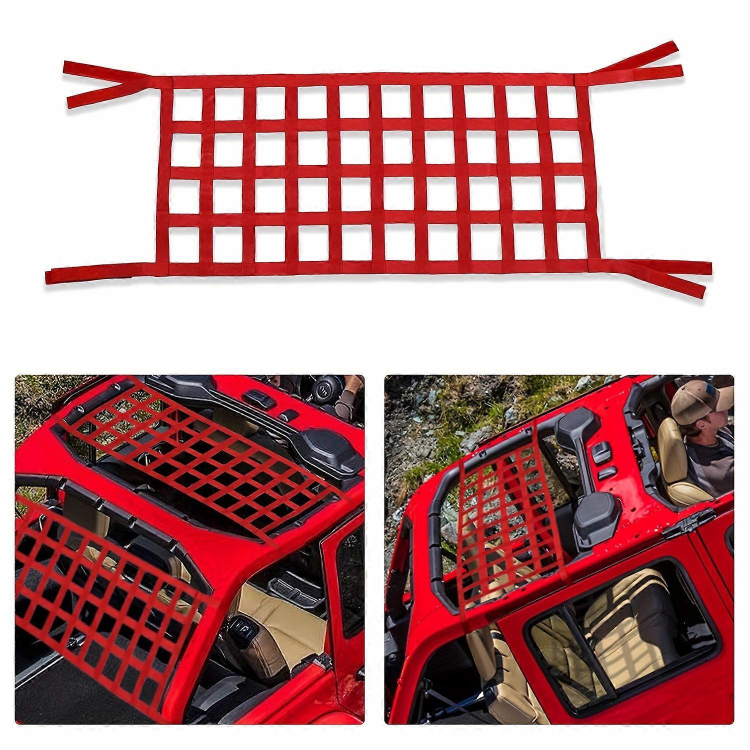 Car Roof Hammock For Jeep For Gladiator JT& Mesh Cargo Net Roof Top Netting Hammock For Wrangler YJ TJ JK JKU JL JLU 1987-2023 4-Door & 2-Door